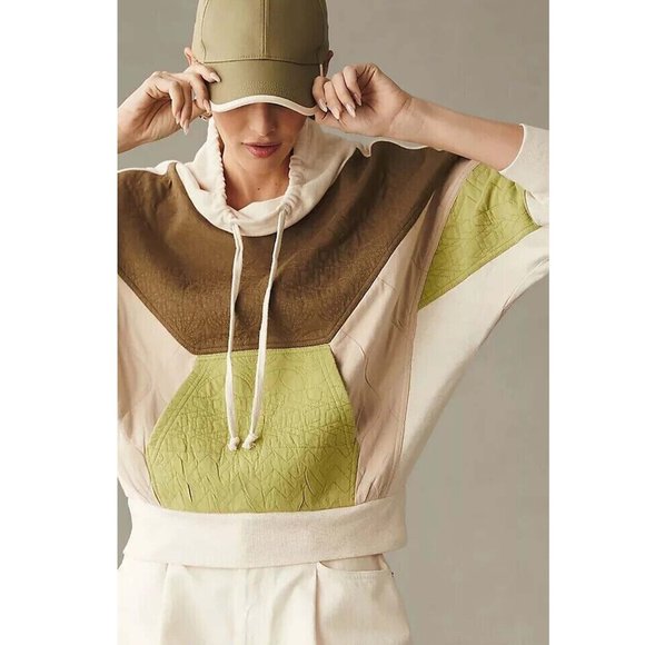 Daily Practice by Anthropologie Quilted Hoodie Top Pullover Oversized S - Picture 2 of 8